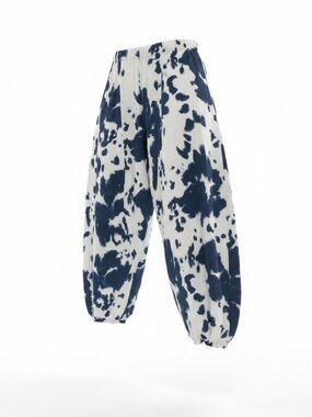 Transparente Navy Cow Print Barrel Pants